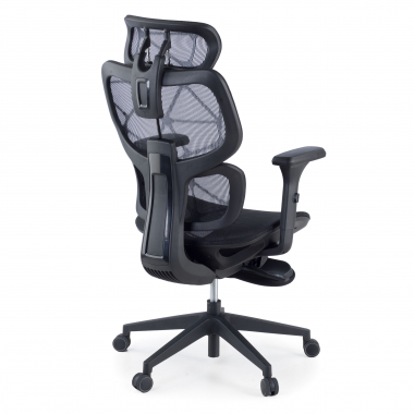 chaise ergonomique noir every maille accoudoirs reglables 3d appui tete repose pieds extensible 7