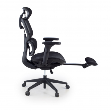chaise ergonomique noir every maille accoudoirs reglables 3d appui tete repose pieds extensible 12