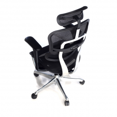 chaise ergonomique noir structure noire repose pieds maille accoudoirs mobiles appui tete repose pieds extensible 9