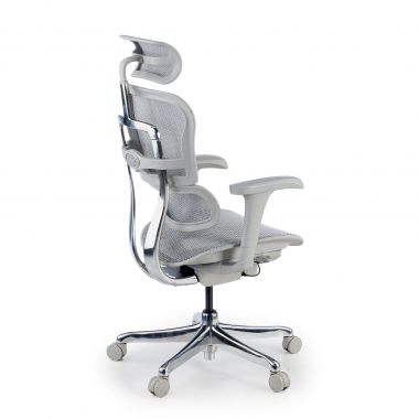 chaise ergonomique blanc gris structure blanche rouge maille accoudoirs mobiles appui tete 6