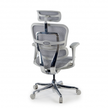 chaise ergonomique blanc gris structure blanche rouge maille accoudoirs mobiles appui tete 7