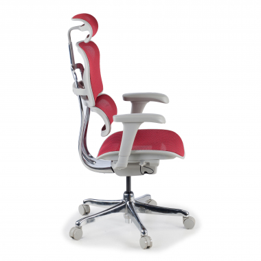 chaise ergonomique blanc rouge structure blanche rouge maille accoudoirs mobiles appui tete 6
