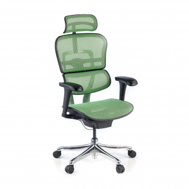 chaise ergonomique vert structure noire rouge maille accoudoirs mobiles appui tete 1