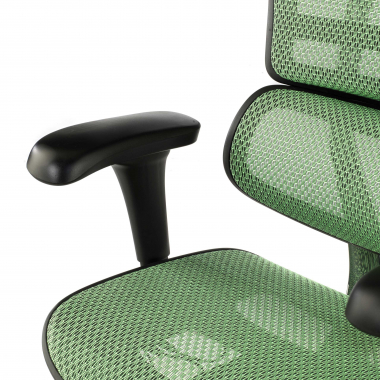 chaise ergonomique vert structure noire rouge maille accoudoirs mobiles appui tete 10