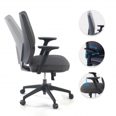 chaise de bureau noir tissu tapisse tissu accoudoirs reglables 3d 3