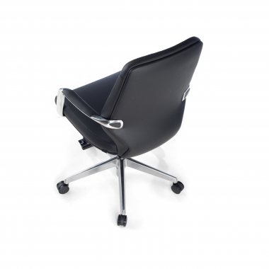 fauteuil de bureau noir dos bas similicuir simil cuir accoudoirs rembourres 8