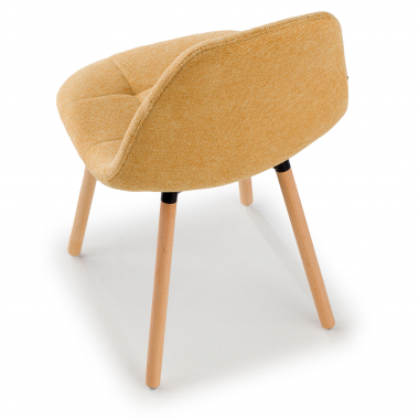 chaise scandinave jaune pattes en bois tissu sans accoudoirs 5