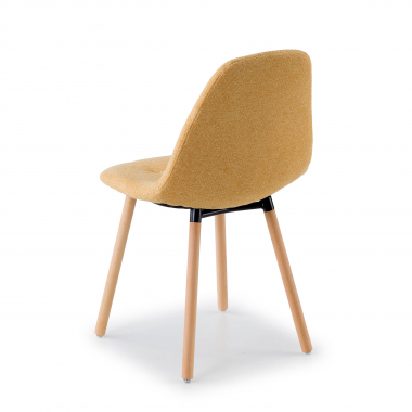 chaise scandinave jaune pattes en bois tissu sans accoudoirs 8
