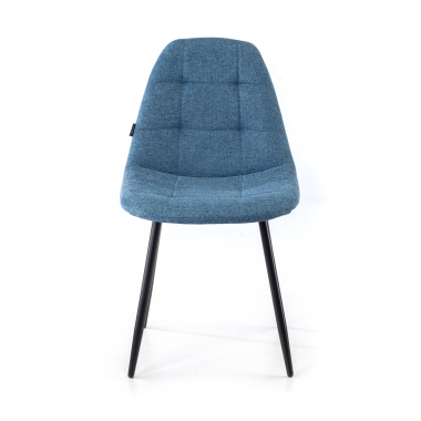 chaise scandinave bleu pattes en metal tissu sans accoudoirs 3