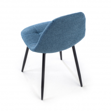chaise scandinave bleu pattes en metal tissu sans accoudoirs 5