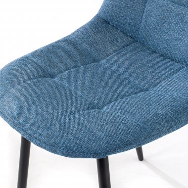 chaise scandinave bleu pattes en metal tissu sans accoudoirs 6