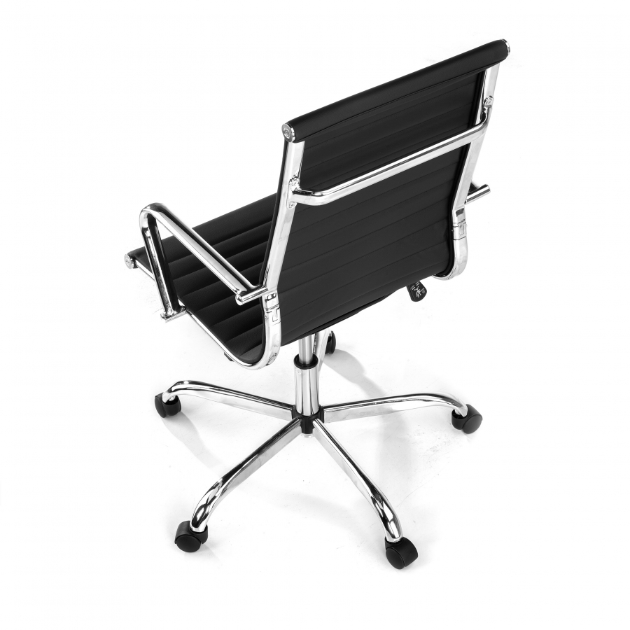 Chaise bureau design Spirit, cadre en acier, dossier haut, cuir synthétique