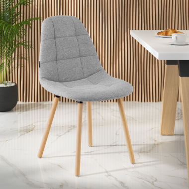 chaise scandinave gris pattes en bois tissu sans accoudoirs 2