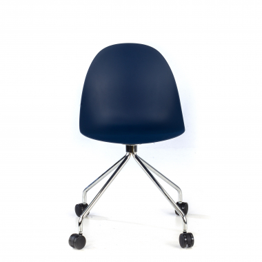 chaise de reunion bleu avec roulettes plastique sans accoudoirs 3