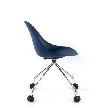 chaise de reunion bleu avec roulettes plastique sans accoudoirs 4