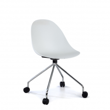 chaise de reunion blanc avec roulettes plastique sans accoudoirs 1