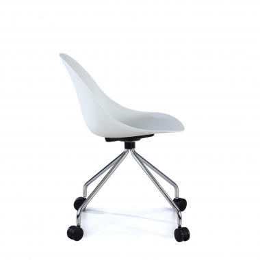 chaise de reunion blanc avec roulettes plastique sans accoudoirs 4
