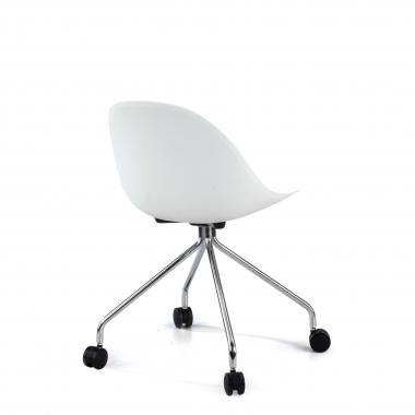 chaise de reunion blanc avec roulettes plastique sans accoudoirs 5