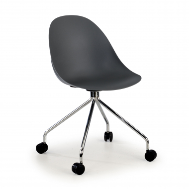 chaise de reunion gris avec roulettes plastique sans accoudoirs 1