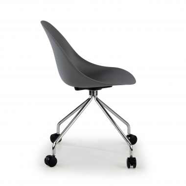 chaise de reunion gris avec roulettes plastique sans accoudoirs 4