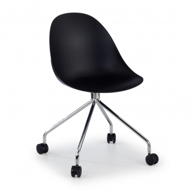 chaise de reunion noir avec roulettes plastique sans accoudoirs 1