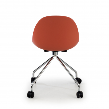 chaise de reunion rouge avec roulettes plastique sans accoudoirs 6