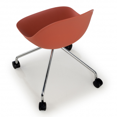 chaise de reunion rouge avec roulettes plastique sans accoudoirs 7