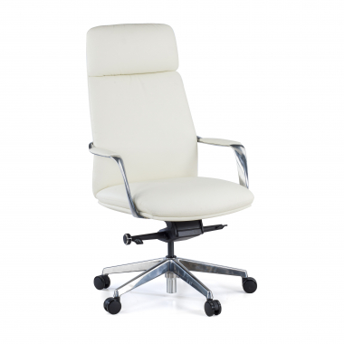 fauteuil de bureau blanc cuir authentique accoudoirs rembourres 1