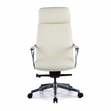 fauteuil de bureau blanc cuir authentique accoudoirs rembourres 3