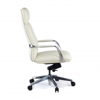 fauteuil de bureau blanc cuir authentique accoudoirs rembourres 4