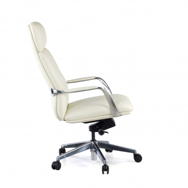 fauteuil de bureau blanc cuir authentique accoudoirs rembourres 6