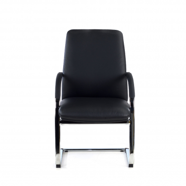 chaise de conference noir cuir authentique accoudoirs rembourres 3