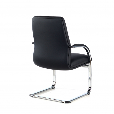chaise de conference noir cuir authentique accoudoirs rembourres 5