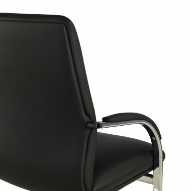 chaise de conference noir cuir authentique accoudoirs rembourres 6