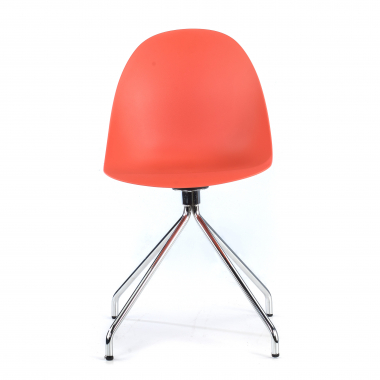 chaise de reunion rouge base pyramide plastique sans accoudoirs 3