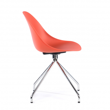 chaise de reunion rouge base pyramide plastique sans accoudoirs 4