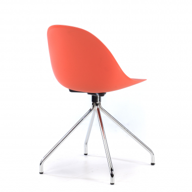 chaise de reunion rouge base pyramide plastique sans accoudoirs 6
