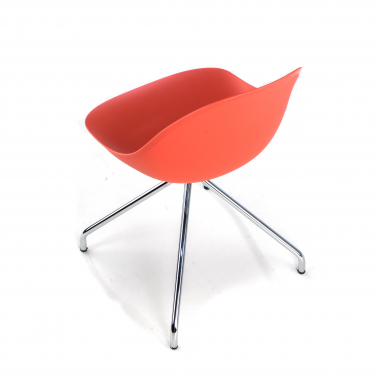 chaise de reunion rouge base pyramide plastique sans accoudoirs 7