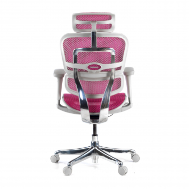 chaise ergonomique blanc rose structure blanche rouge maille accoudoirs mobiles appui tete 9