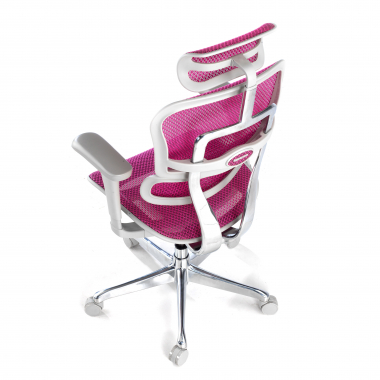 chaise ergonomique blanc rose structure blanche rouge maille accoudoirs mobiles appui tete 8