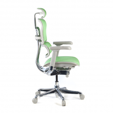 chaise ergonomique blanc vert structure blanche rouge maille accoudoirs reglables 5d appui tete 4