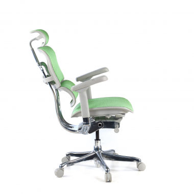 chaise ergonomique blanc vert structure blanche rouge maille accoudoirs reglables 5d appui tete 5