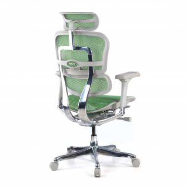 chaise ergonomique blanc vert structure blanche rouge maille accoudoirs reglables 5d appui tete 6