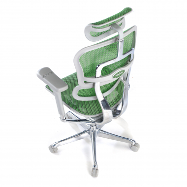 chaise ergonomique blanc vert structure blanche rouge maille accoudoirs reglables 5d appui tete 7