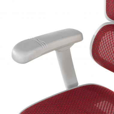 chaise ergonomique blanc rouge structure blanche rouge maille accoudoirs reglables 5d appui tete 8