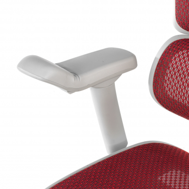 chaise ergonomique blanc rouge structure blanche rouge maille accoudoirs reglables 5d appui tete 9