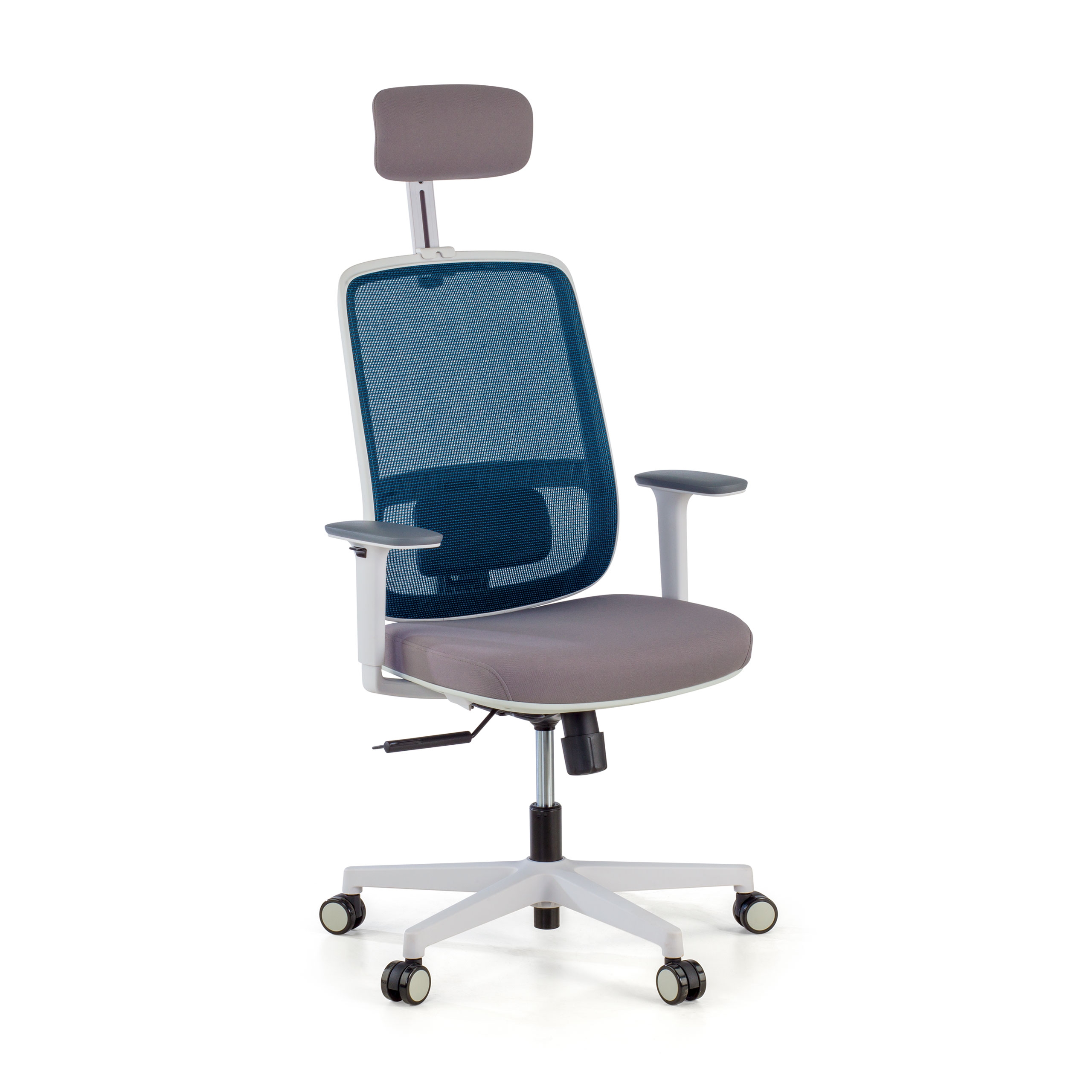 Chaise de bureau professionnelle Kaito blanche avec appuie-tête