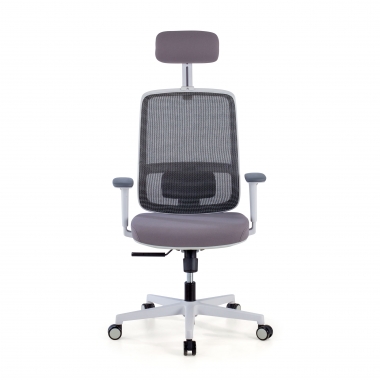 chaise de bureau blanc gris kaito maille accoudoirs mobiles appui tete 3