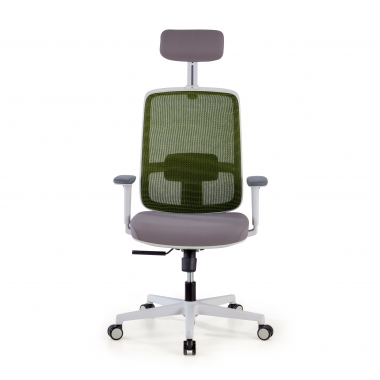 chaise de bureau blanc vert kaito maille accoudoirs mobiles appui tete 3