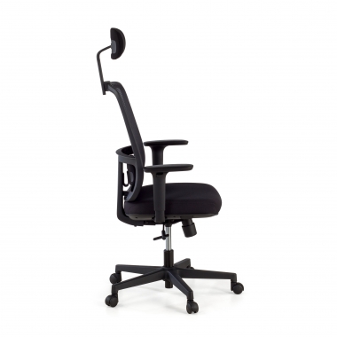 chaise de bureau noir structure noire appui tete maille accoudoirs reglables 1d soutien lombaire appui tete 4